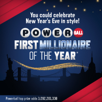 You could celebrate New Year's Eve in style! Powerball First Millionaire of the Year