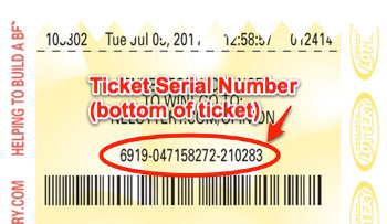 Lotto ticket serial number example.
