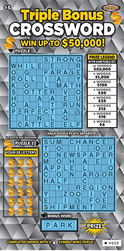 Triple Bonus Crossword ticket image.