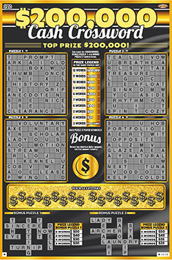 $200,000 Cash Crossword ticket image.