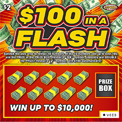 $100 in a Flash ticket image.