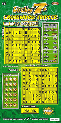 Lucky 7s Crossword Tripler ticket image.