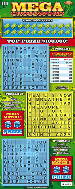 Mega Crossword ticket image.