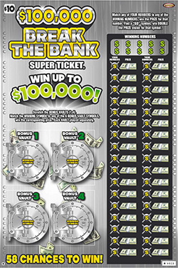 $100,000 Break The Bank Super Ticket ticket image.
