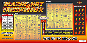 Blazin' Hot Crossword 3x ticket image.