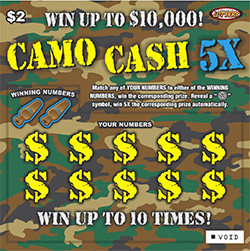 Camo Cash 5X ticket image.