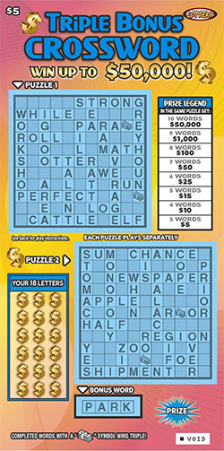 Triple Bonus Crossword ticket image.