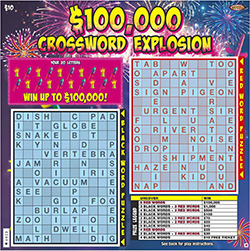 $100,000 Crossword Explosion ticket image.