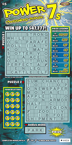 Power 7s Crossword Tripler ticket image.