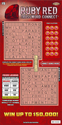 Ruby Red Crossword Connect ticket image.