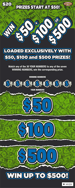 Win $50, $100 or $500 ticket image.