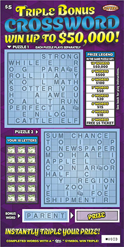 Triple Bonus Crossword ticket image.
