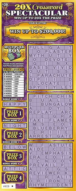 20X Crossword Spectacular ticket image.