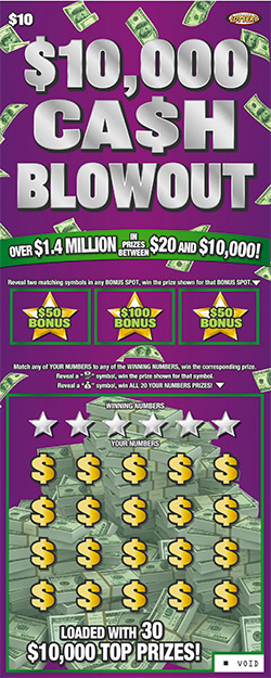 $10,000 Ca$h Blowout scratch game from Nebraska Lottery