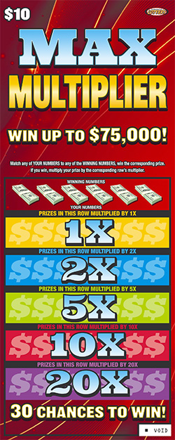 Max Multiplier scratch game from Nebraska Lottery