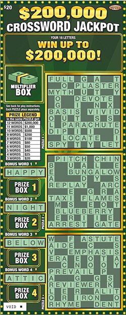 $200,000 Crossword Jackpot ticket image.