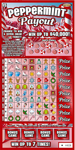 Peppermint Payout scratch game from Nebraska Lottery