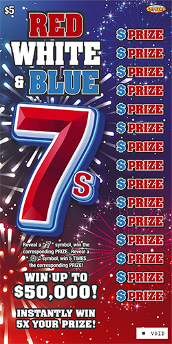 Red White & Blue 7s scratch game from Nebraska Lottery