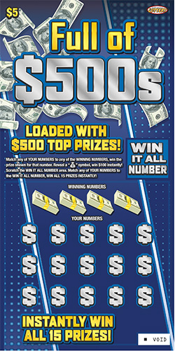 Full of $500s scratch game from Nebraska Lottery
