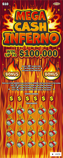 Mega Cash Inferno ticket image.