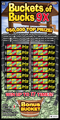 Buckets Of Bucks 9X ticket image.